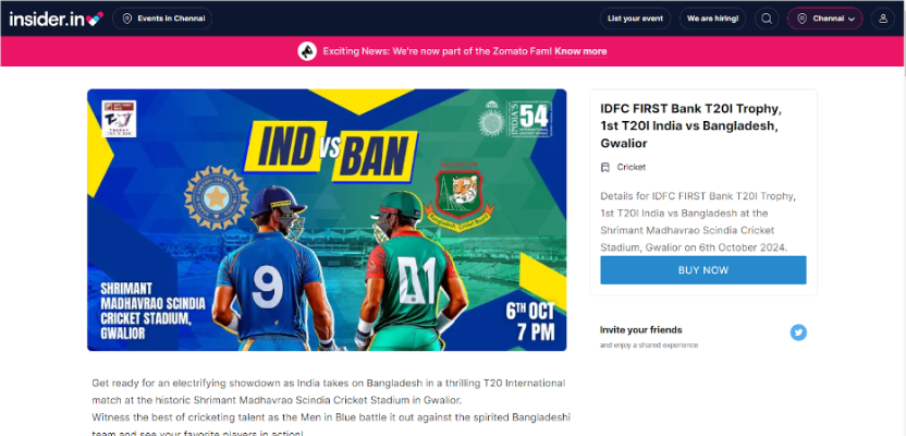 India Vs Bangladesh T20 Tickets