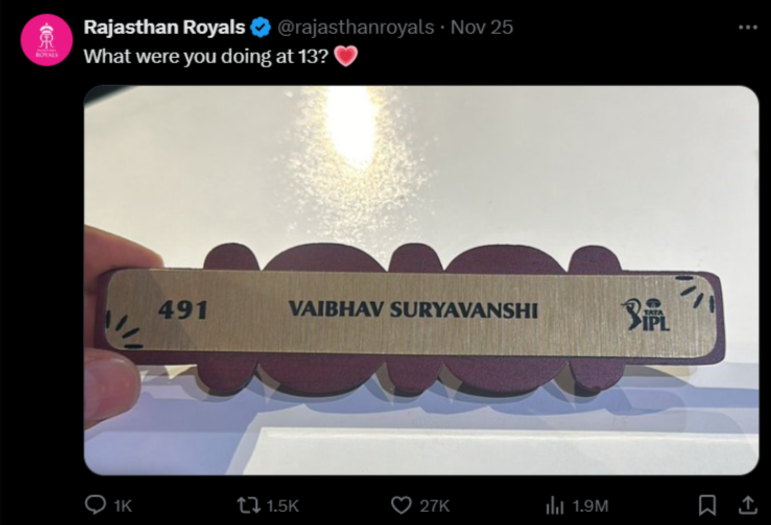 Rajasthan Royals Post On X