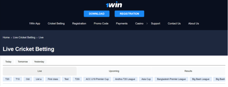 1Win Cricket Betting Sites