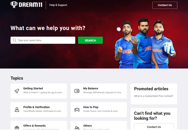 Dream11 Homepage