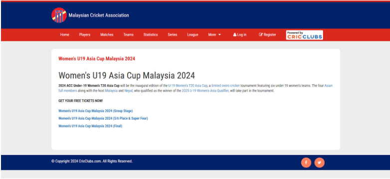 Malaysian Cricket Association Website