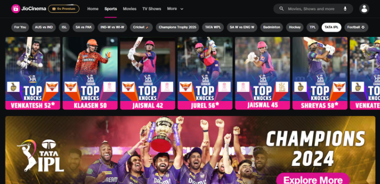 IPL Live Streaming Channels & OTT JioCinema